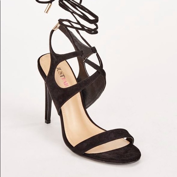 Just Fab black heel sandals with ankle straps - Picture 4 of 7